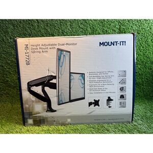Mount-It!‎ MI-1772B Dual Monitor Desk Mount Height Adjustable Spring Arm Black